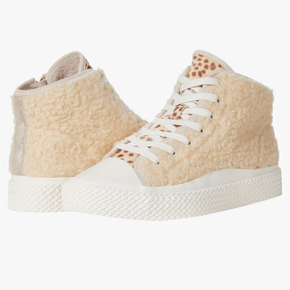 Revolve Dolce Vita Veola Plush Teddy Bear Shearling Leather Calf Hair Sneaker